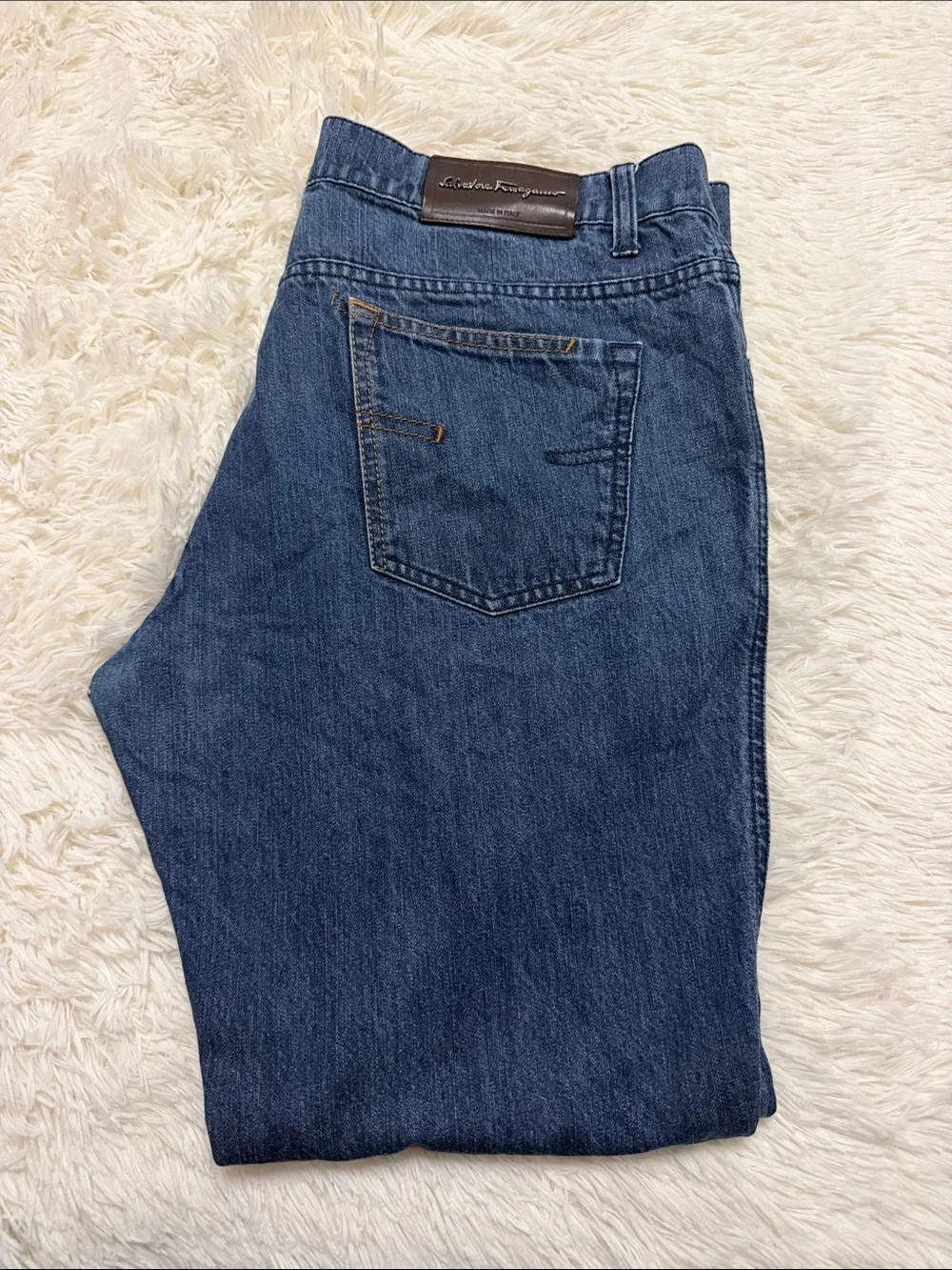 Salvatore Ferragamo Men’s Indigo Blue Relaxed Denim Jeans